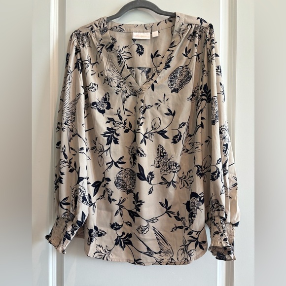 Kim Gravel Belle Women’s Blouse Size Large Bird & Floral Top • NEW - Picture 3 of 6